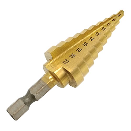 JTENG HSS Hex Shank Pagoda Profi Stufenbohrer Schälbohrer Schälbohrersatz 4-22mm Konusbohrer Kegelbohrer Fräser - Gold