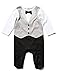 M&Co Newborn Baby Long Sleeve Mock Waistcoat And Bow Tie Smart Cotton Party Tuxedo Bodysuit Grey 0/3 Mnths