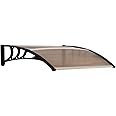 Outsunny Curved Window Door Canopy Aluminium Rigid Plastic Polycarbonate Fixed Outdoor Awning Modern Design UV Water Rain Resist 100 x 75cm Brown