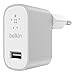 Belkin - Chargeur Premium Secteur USB Universel 12W/2.4A pour Smartphone et Tablette - Argent Métallique (Compatible iPhone 8/8+ et iPhone X)