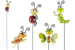 Roots & Shoots SET OF 4 HAPPY INSECTS ON A STICK GARDEN ORNAMENT DECORATION NOVELTY BRIGHT