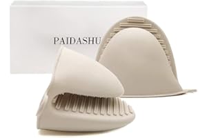 PAIDASHU Ofenhandschuh aus dickem Silikon, Mini-Ofenhandschuh, hitzebeständig, zum Backen, Kochen, Grillen (Aprikose)