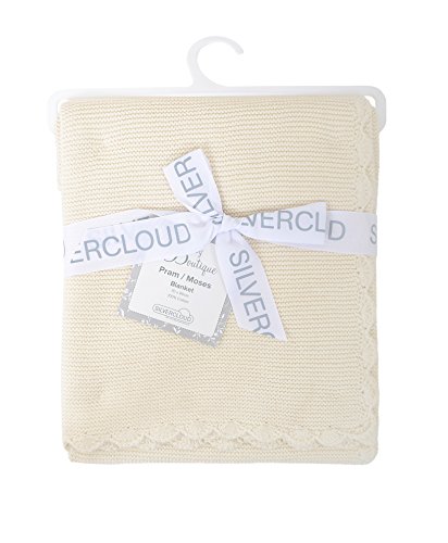 Silver Cloud Baby Boutique Garter Stitch Blanket (Cream)