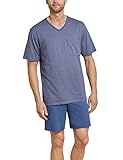  Schiesser Herren Essentials Anzug Kurz Zweiteiliger Schlafanzug, Blau (Indigo 824), Medium (Herstellergröße: 050)