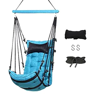 Faburaa Grande Polyester Swing for Adults, Swing for Indoor Home , Package Includes All Hanging Accessories, Very Weight Carrying Capacity of 200-kgs (Color - Blue)