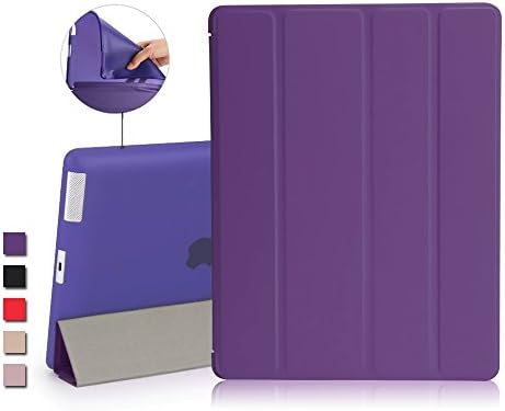 iPad 2 Case, iPad 3 Case, iPad 4 Case, iMucc Smart Case Cover + Matte Shell Soft TPU Back For Apple iPad 2/3/4 Built-in Magnet Stand with Smart Cover Auto Wake/Sleep (Purple)