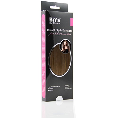 BiYa Hair Elements Thermatt Premiumline One Piece Hair Extensions Natrual Wave, Light Brown Number 8 24-inch