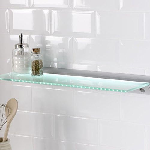FITTINGSCO Glass LED Multi Point Floating Shelf Light Cool White Light Wall Shelf Light 600mm Length