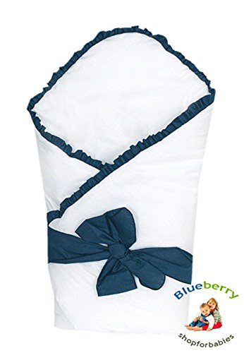 LUXURY WARM NEWBORN Swaddle Wrap Blanket, duvet, Sleeping Bag satin cotton (Blue)
