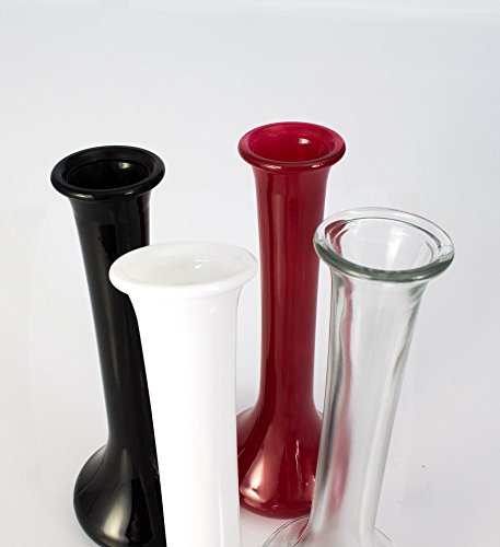 Stielblumenvase / Blumenvase KOBY, weiß, 25cm, Ø9,5cm – Einzelblumen Vase / Tischvase - 3