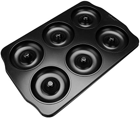 qobobo® 6 Hole Donuts or Cookies Non Stick Carbon steel Baking Tin &amp; Tray, Cup diameter 8.7cm (3.4 ins)