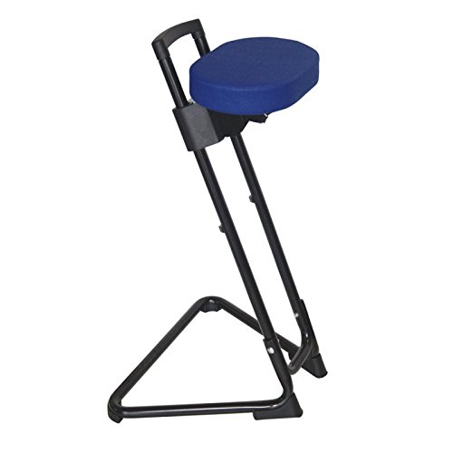 Sit Stand Stool THE STEADY with Synthetic Leather Seat Blue, Frame Colour Black by Lotz