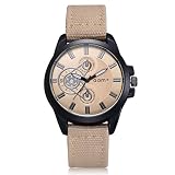 Ouneed® Uhren , Herren 's Army Grün Militär Stil Chronograph Quarz wasserfestem Leinwand Band Casual Sport Armbanduhr Armbanduhren (Khaki)