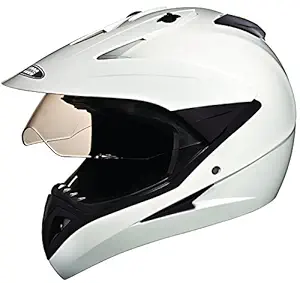 Studds Motocross Plain Full Face Helmet with Plain Visor (White, L)