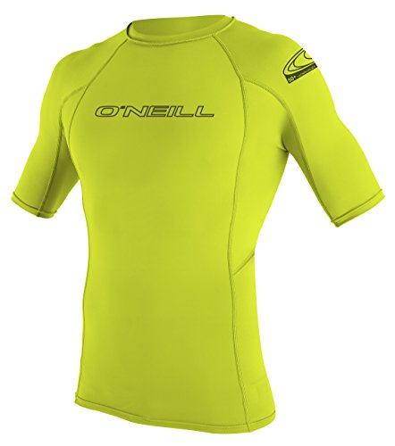 O 'Neill Wetsuits Basic Skins S/S Crew - Camiseta de poliester para hombre con proteccin UV Verde lima Talla:small