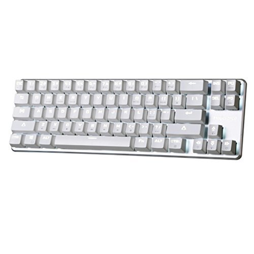 Qisan® Gaming Teclado Retroiluminado Mecánico Con Cable Mecánico Cherry MX-68 Interruptor de Brown Claves Mini Cable Design Blanco