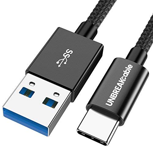 UNBREAKcable Cable USB Tipo C 3.0 2M - Cable Nylón Cargador Rápido Compatible con Samsung S8/S8+/ Note 8/S9/ S9+/ Note 9,HTC 10/U11/U12+,MacBook Pro 2016,ChromeBook Pixel,HTC -Negro