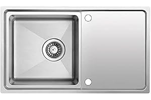‎RESPEKTA Respekta Chicago Edelstahl Spülbecken / 1 Becken Einbauspüle in 86 x 50 cm/Edelstahlspüle geeignet für Unterschränke ab 50 cm Breite