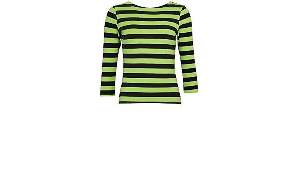 Brighton Lime Green \u0026 Black Striped Top 