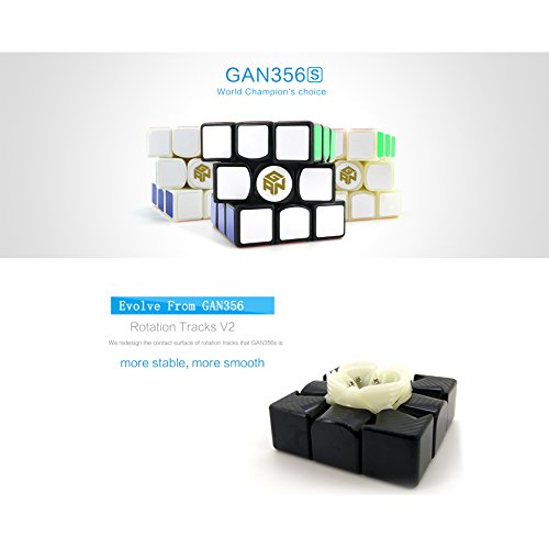 Roxenda Gan 356S V2 (Lite) 3x3 Smooth Magic Cube Ganspuzzle Speed Cube Puzzles Black with Cube Stand and Bag
