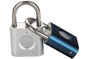 Candado de huella digital con candado deportivo [paquete de 2] eLinkSmart Mini candado de huella digital sin llave para equipaje, bolsa escolar, caja de herramientas (B+S)