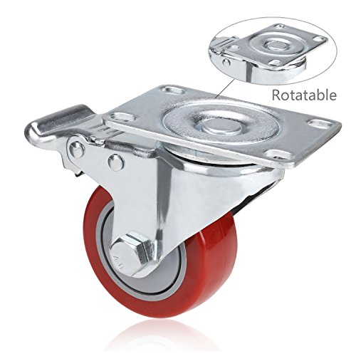 Homdox 4 Stück 3″ Transportrollen Lenkrollen Strandkorbrollen Schwenkrollen Schwerlastrollen Möbelrollen Warenkorbrollen Fußrolle Rollen Räder mit Bremse Tragkraft 1200 lbs - 3
