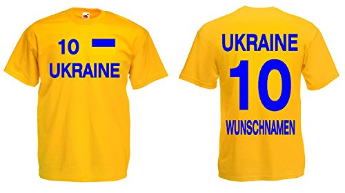 Ukraine Trikot mit Wunschname und Wunschnummer EM 2016|gelb-XL
