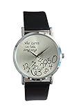 Armbanduhr - SODIAL(R) 'Who Cares I'm Late Anyways' Buchstaben Arabische Ziffern gedruckte Armbanduhr Schwarz