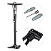 Produktbild Relaxdays Profi Standpumpe mit Manometer, Doppelpumpenkopf, Universal Luftpumpe, alle Ventile, Adapter, 70 cm, schwarz