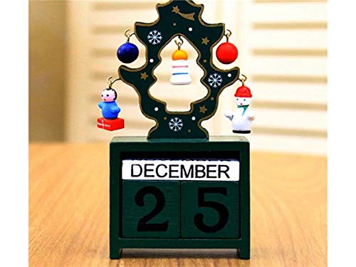 Download OVVO Calendrier de table en bois mignon calendrier de table les deux ornements et calendrier pour la famille (vert)