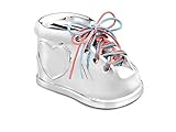 Versilbert anlaufgeschützt Spardose Schuh mit Schnürsenkel rosa&blau vers.a. 9,2x5x5,5c