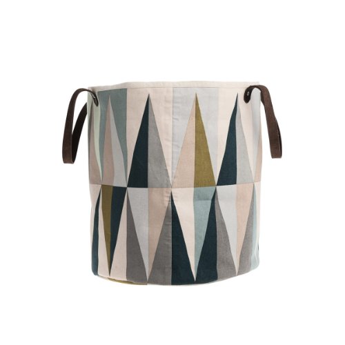 Ferm Living - Aufbewahrungskorb - Spear Basket aus 100 % Baumwolle mit Lederhenkeln