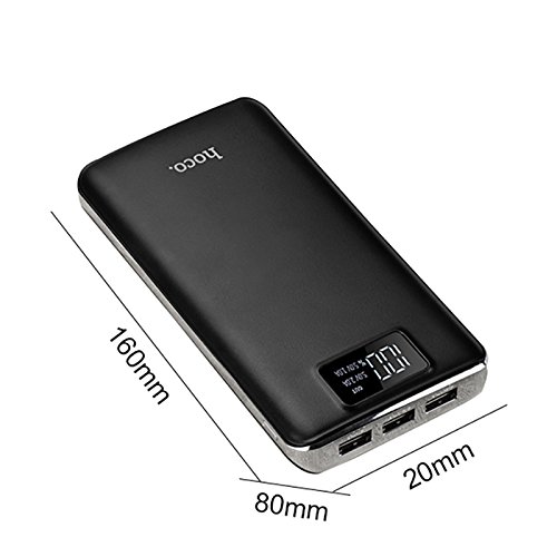 Bater  a externa port  til  Hoco B23B  20000mAh  Gran Capacidad Bater  a de Viaje  3 Puertos Usb  Pantalla Digital Cargador Port  til  Power Bank  para iPhone  Samsung  Xiaomi  Huawei  iPad y m  s - Negro