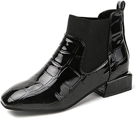 Yall Women'S Boots Retro Paint Pu Lace Ups Low Heel Boots Casual Shoes,Blacka,35