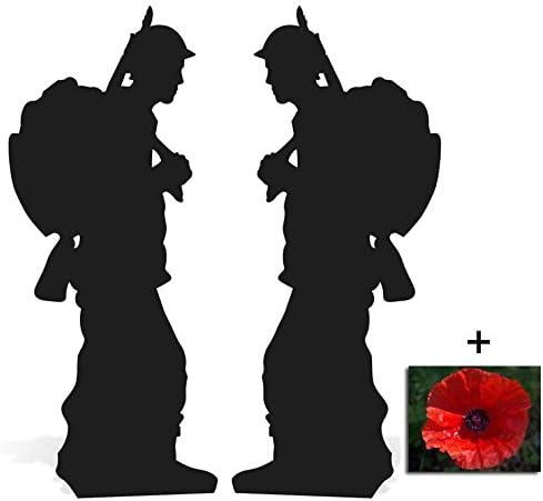 Fan Pack - World War Soldier Silhouette Double Pack Lifesize Cardboard Cutout Set - Includes 20cm x 25cm Star Photo