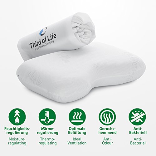 Kopfkissen ALOE VERA mit Wellnesskern für erholsamen Schlaf & Hautpflege | Orthopädischer Visco-Schaum | Kissen NuMOON mit BAMBUS PureAIR Effekt & Gratis Bezug | Gesundheitskissen, Nackenstütz-Kissen - 3