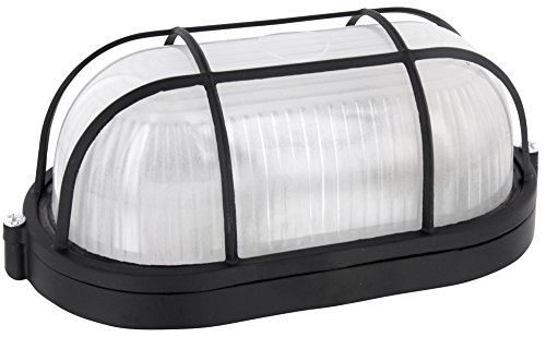 2er Pack – Saunalampe Kellerlampe Bulkhead E27 IP54 schwarz – Aluminium-Gehäuse mit Glasabdeckung - 2