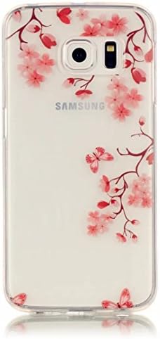 JINCHANGWU Case for Samsung Galaxy S6 Edge' Ultra Slim TPU Silicone Case cover Soft Transparent Crystal Scratch Resistant Protective Bumper Case Anti-Fingerprint- Romantic cherry blossoms and butterflies