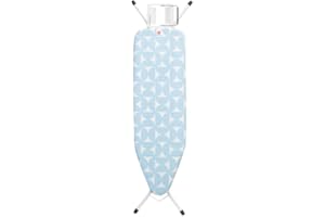 Brabantia - Ironing Board B - with Steam Iron Rest - Medium & Foldable - Adjustable Height - Non-Slip Feet Cotton Cover - Child & Transport Lock - Fresh Breeze - 124 x 38 cm