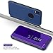 Produktbild QINPIN Smart Clear View Spiegel Flip Leder Ständer Halter Hülle für iPhone XR Blau Lila