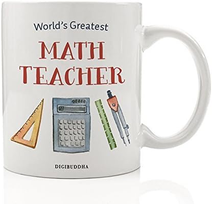 Math Teacher Gifts, World's Greatest Math Teacher Coffee Mug Elementary Middle High School Christmas Gift Idea Birthday Present for Men Women from Student Child Girl Boy Kid 11oz Cup