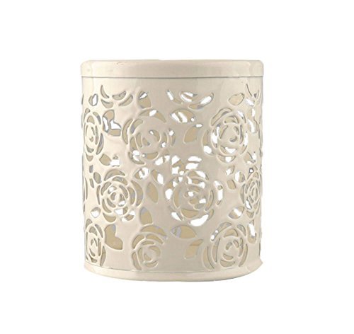 Leisial Florale-Design Metall Stiftehalter Stift Organizer Behälter,Weiss - 2