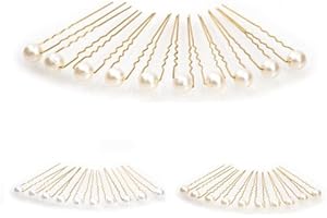 FLEXISTORE 10 épingles à cheveux perle - Bijoux de cheveux mariée - couleur or - Crème, Beige