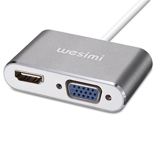 Barato Tipo C a HDMI + VGA Adaptador, wesimi USB 3.1 Tipo C USB C) a
VGA con adaptador convertidor HDMI UHD carcasa de aluminio para
MacBook/Chromebook Pixel, Plug and Play Comentarios