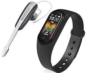 Enraciner M5 Smart Band Fitness Watch Heart Rate with Activity Tracker with Free Bluetooth Sports in-Ear Earphone Hanging Headset
