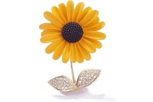 KOFOT Sunflower Enamel Pin Rhinestone Plant Flower Brooch Lapel Pin Lapel Scarf Clothes Accessories Gift Jewelry for Women Girls