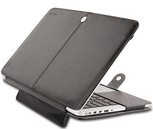 MOSISO Premium Qualität PU Leder Schutzhülle Tasche Hülle Sleeve Aktentasche Case für Macbook Pro 15 Zoll mit Retina Display (A1398, NO CD-ROM Drive), Schwarz - 2