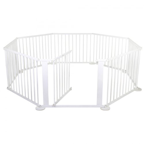 BABY VIVO LARGE 8 SIDE WOODEN BABY PLAYPEN WITH DOOR NEW WHITE