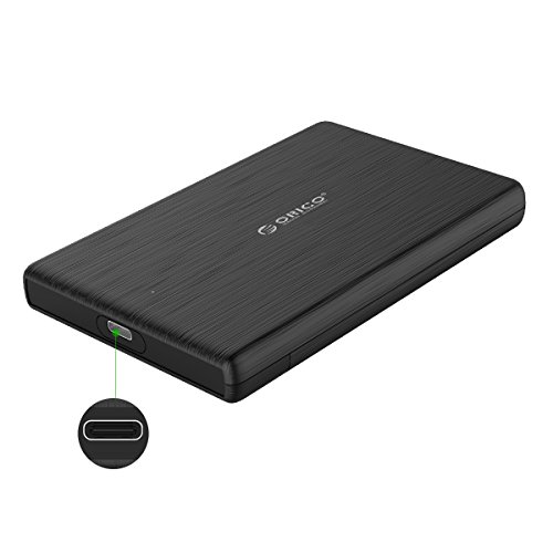 ORICO 2,5" USB Typ C Externes Festplattengehäuse, USB 3.0 auf SATA III 6 Gb/s, für 7mm und 9,5 mm 2,5-Zoll SATA Notebook Interne HDD und SSD, Werkzeugfreie Montage, UASP Beschleunigung (Schwarz)