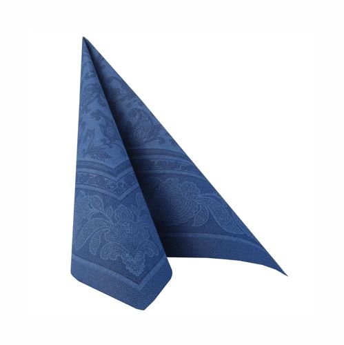 Papstar 11665 50 Servietten „ROYAL Collection“ 1/4-Falz 40 cm x 40 cm, „Ornaments“, dunkelblau - 2